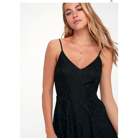 Lulus Way with Words Black Lace Skater Dress Size XL - Picture 4 of 9